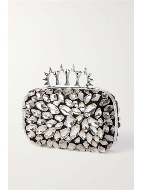 alexander mcqueen four ring satin clutch